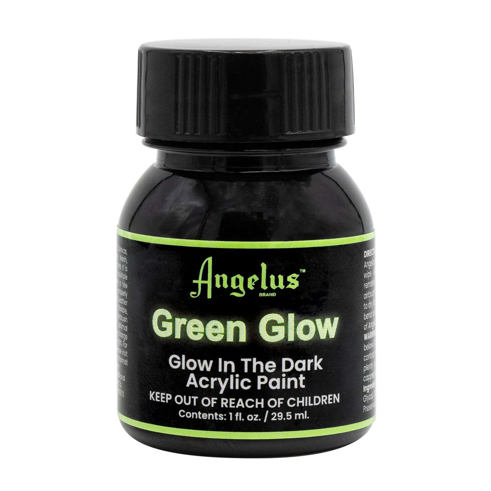 Green Glow in the dark paint by Angelus from RD Boutique Shoe Care Products.